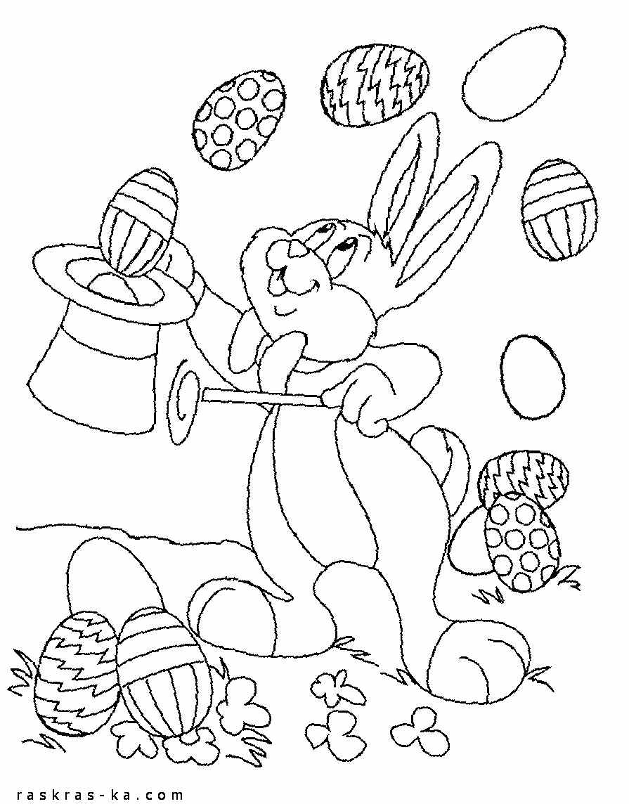 Рисунки пасхального кролика для печати и раскраски 09