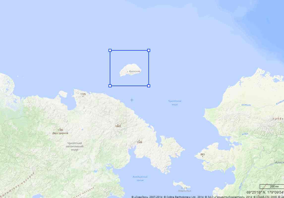 Где находится остров врангеля на контурной карте