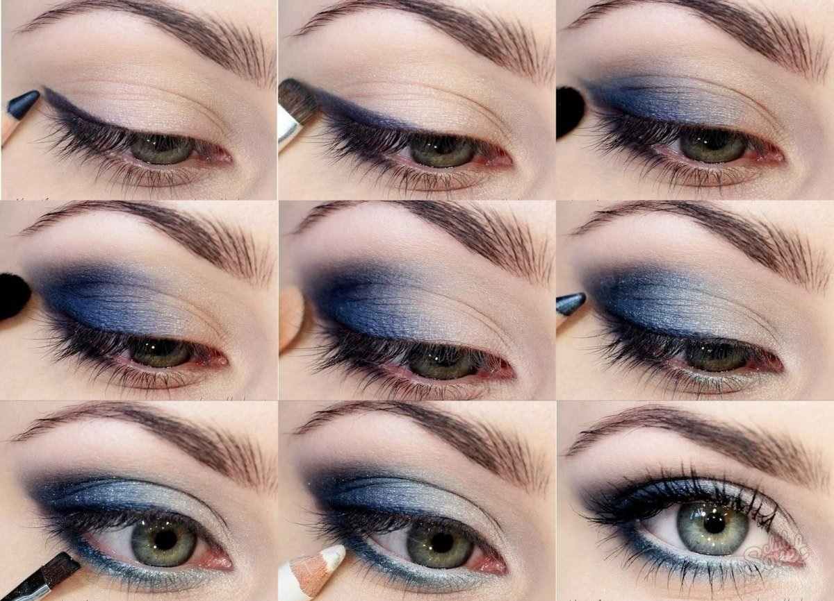 Прикольный новогодний макияж для голубых глаз 11