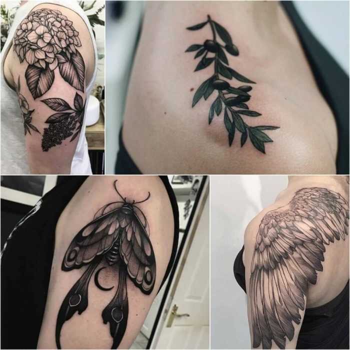 Женские татуировки на плече 16