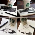 Красивые рисунки кофе на бумаге 19