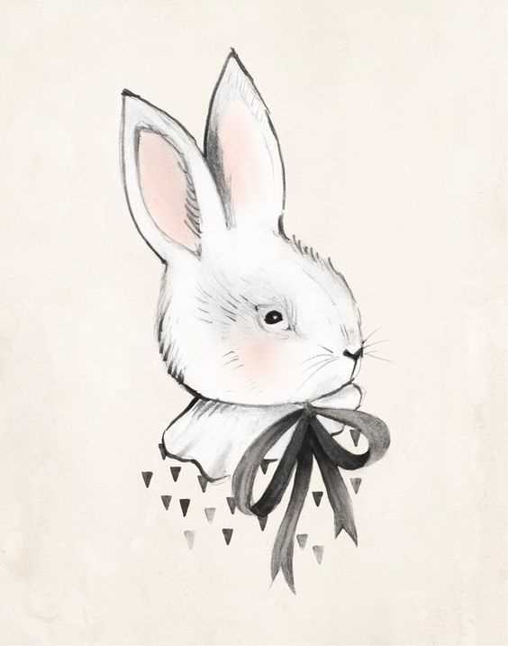 Милые рисунки кролика для скетчбука 11