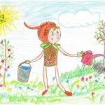 Детские рисунки с деревьями и растительностью 016