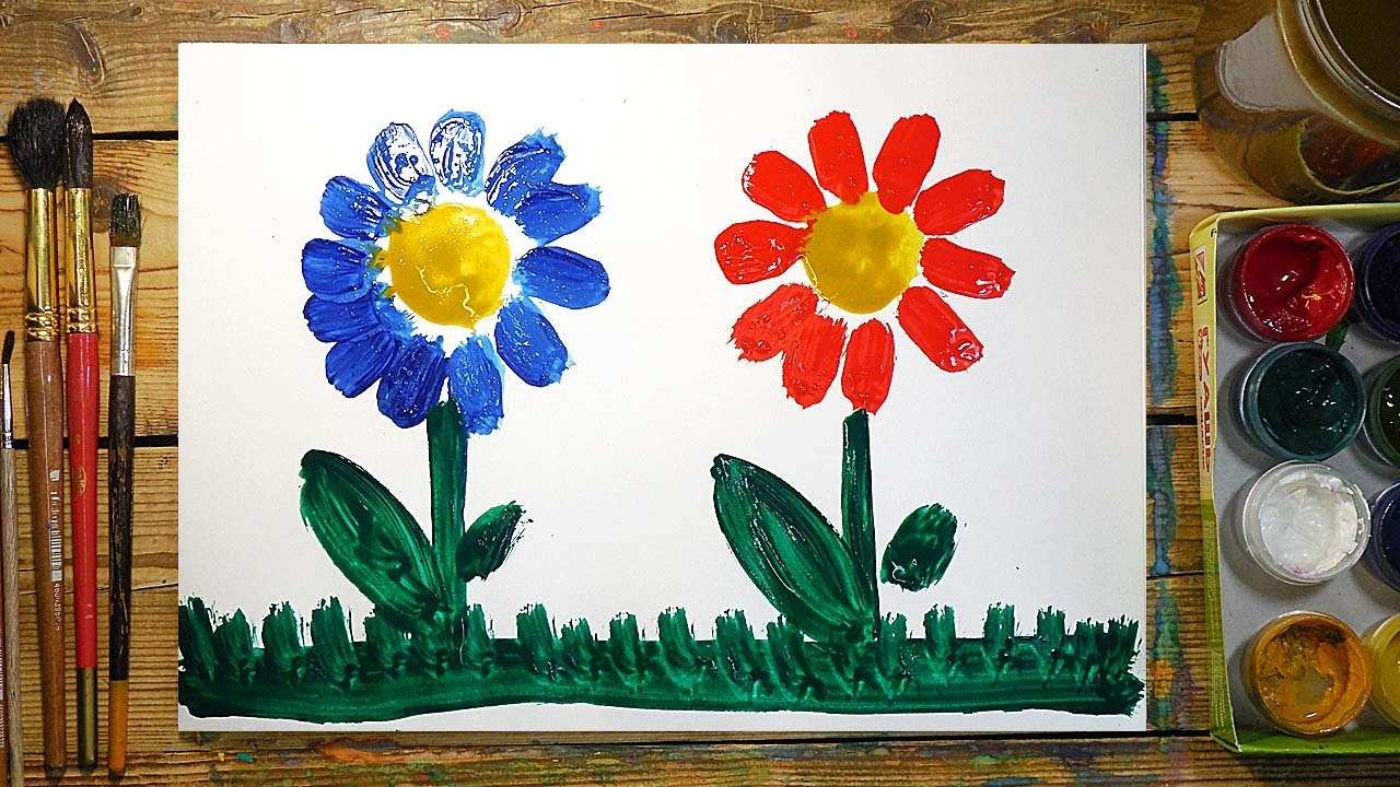 Легкие рисунки для детей с цветами 013