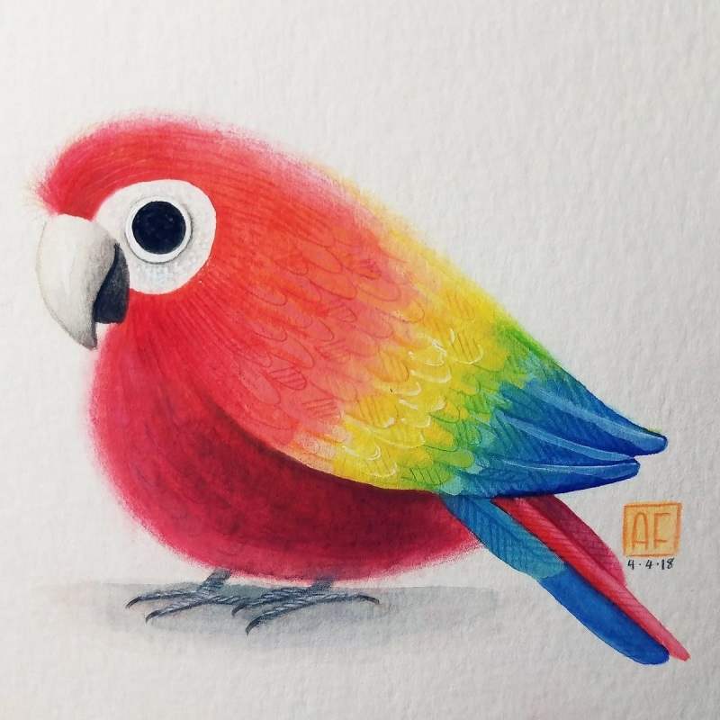 Необычные рисунки попугаев для рисования 009