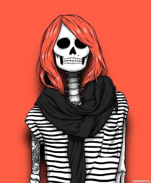 Смертоносный скелет на аватарке 016