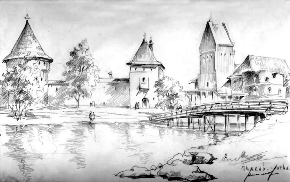 Старая крепость рисунок город. Тракайский замок Литва нарисованный. Тракайский замок Литва рисунок. Замок Тракай схема. Тракайский замок реконструкция.