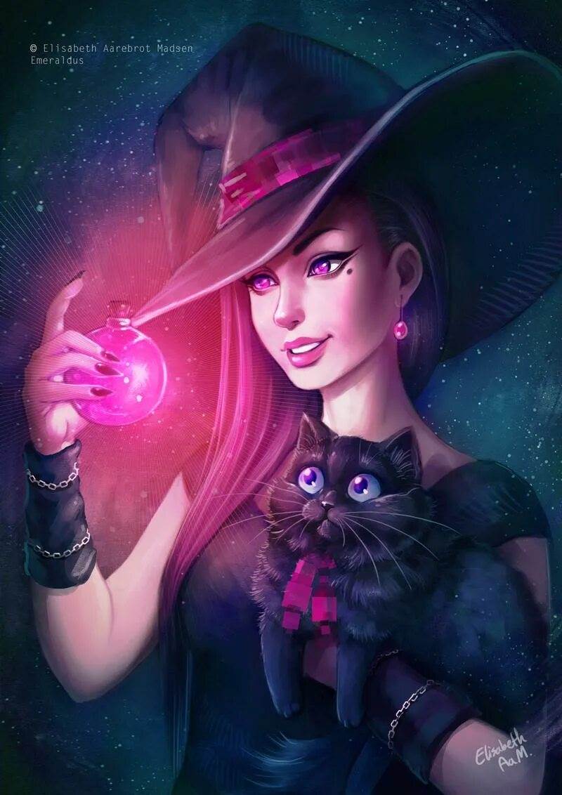 Картинки ведьма с котом 9