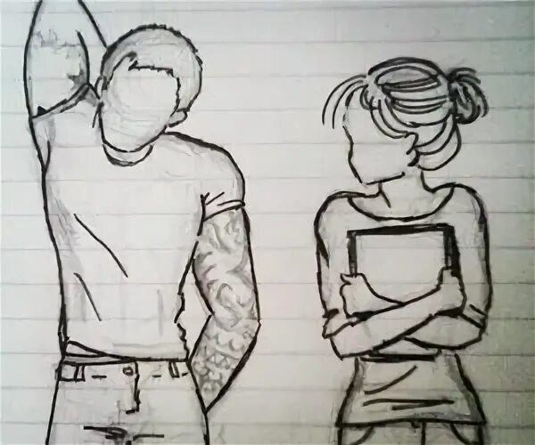 Рисунки карандашом девушки и парня 19