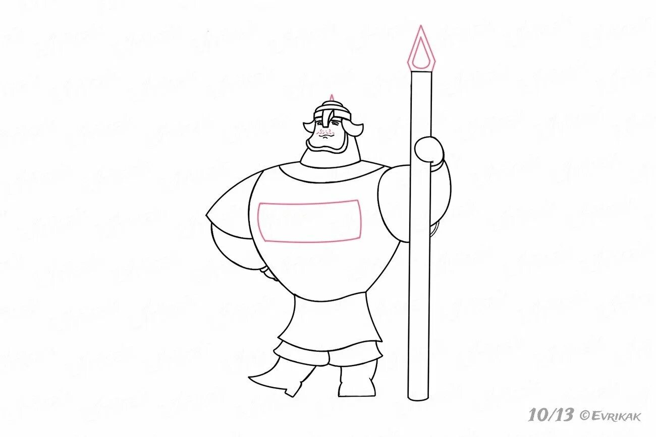 Рисунок богатыря карандашом для детей 10