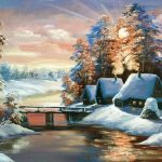 Красивые зимние пейзажи картины маслом 9