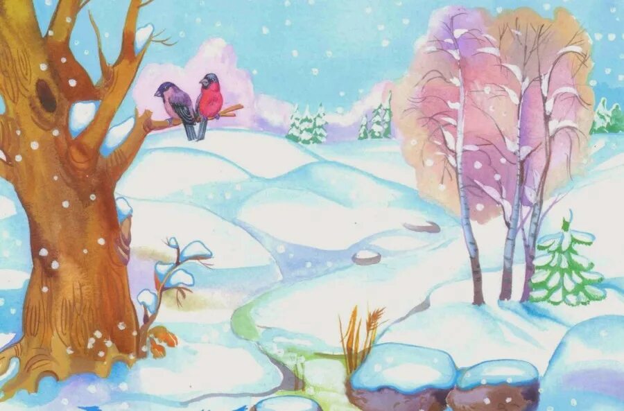 Лес зимний картинка для детей 9