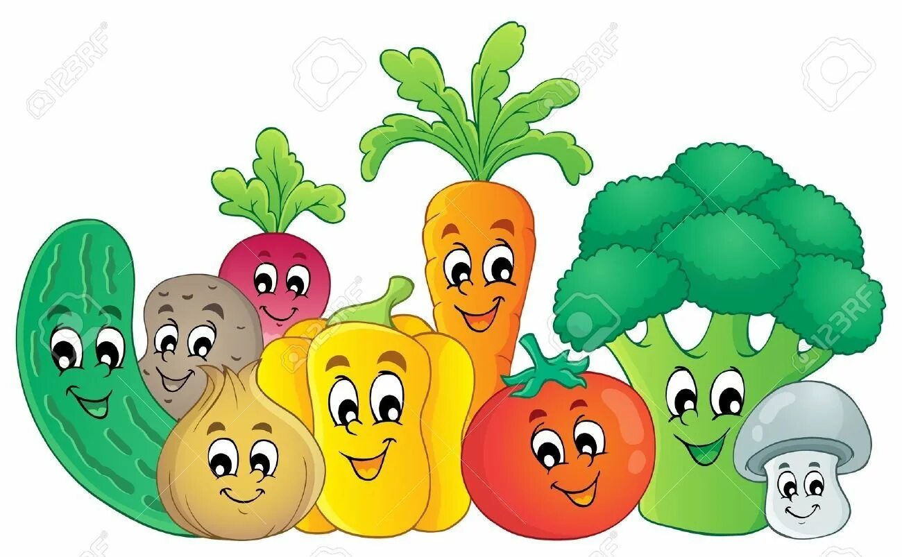 Группа овощей с лицами и глазами 9