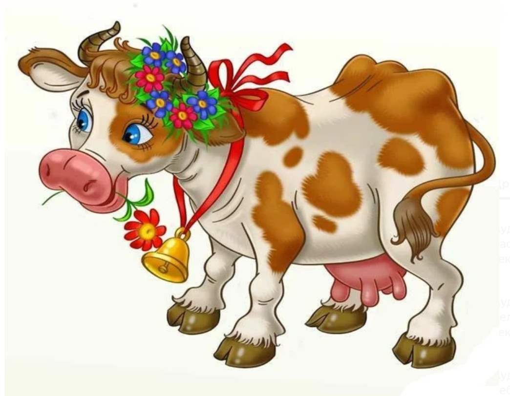 Мультяшная корова с цветком во рту 9