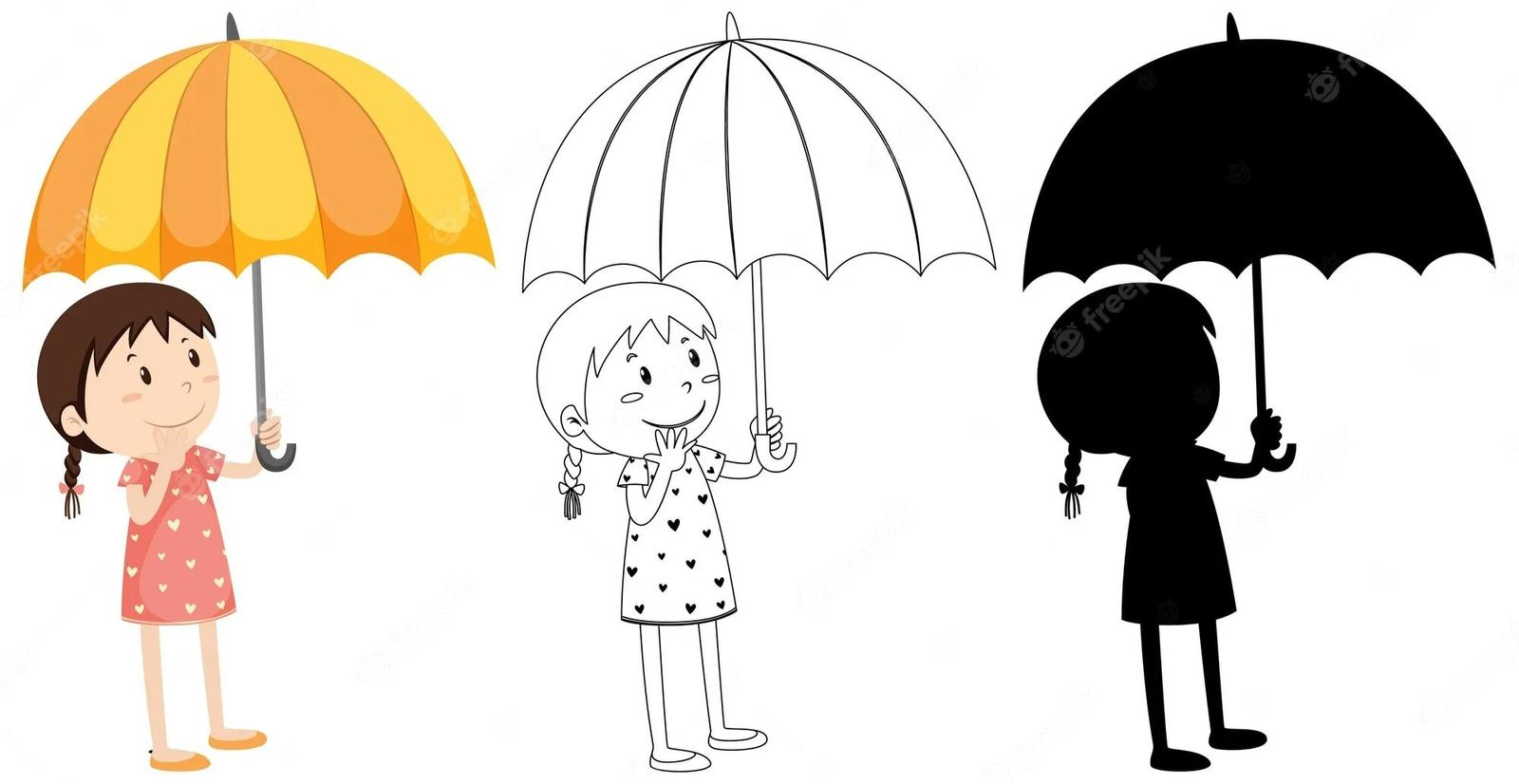 Мультяшный зонтик с маленькой девочкой внутри 9