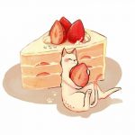 Мультяшный кот с тортом и цветами 9