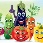 Три мультяшных овоща с лицами и глазами 9